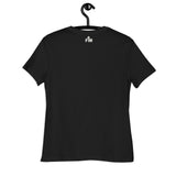 Black t-shirt with 'FM' logo on a hanger against a white background