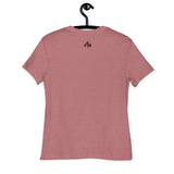 Heather Mauve t-shirt on a hanger against a white background showing the FM "Faith Mode" logo, about 1" in size on the back of the shirt.