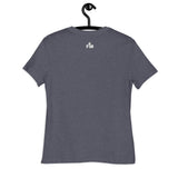 Heather Navy Blue t-shirt on a hanger against a white background bearing the FM "Faith Mode" logo in cream white