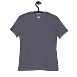 Heather Navy Blue t-shirt on a hanger against a white background bearing the FM "Faith Mode" logo in cream white