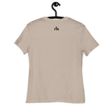 Beige t-shirt on a hanger against a white background showing FM "Faith Mode" Logo