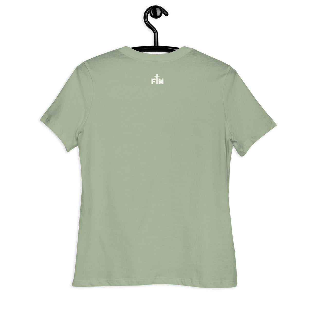 Faith Mode Logo printed in Cream White on a Sage Women's T-Shirt