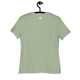 Faith Mode Logo printed in Cream White on a Sage Women's T-Shirt